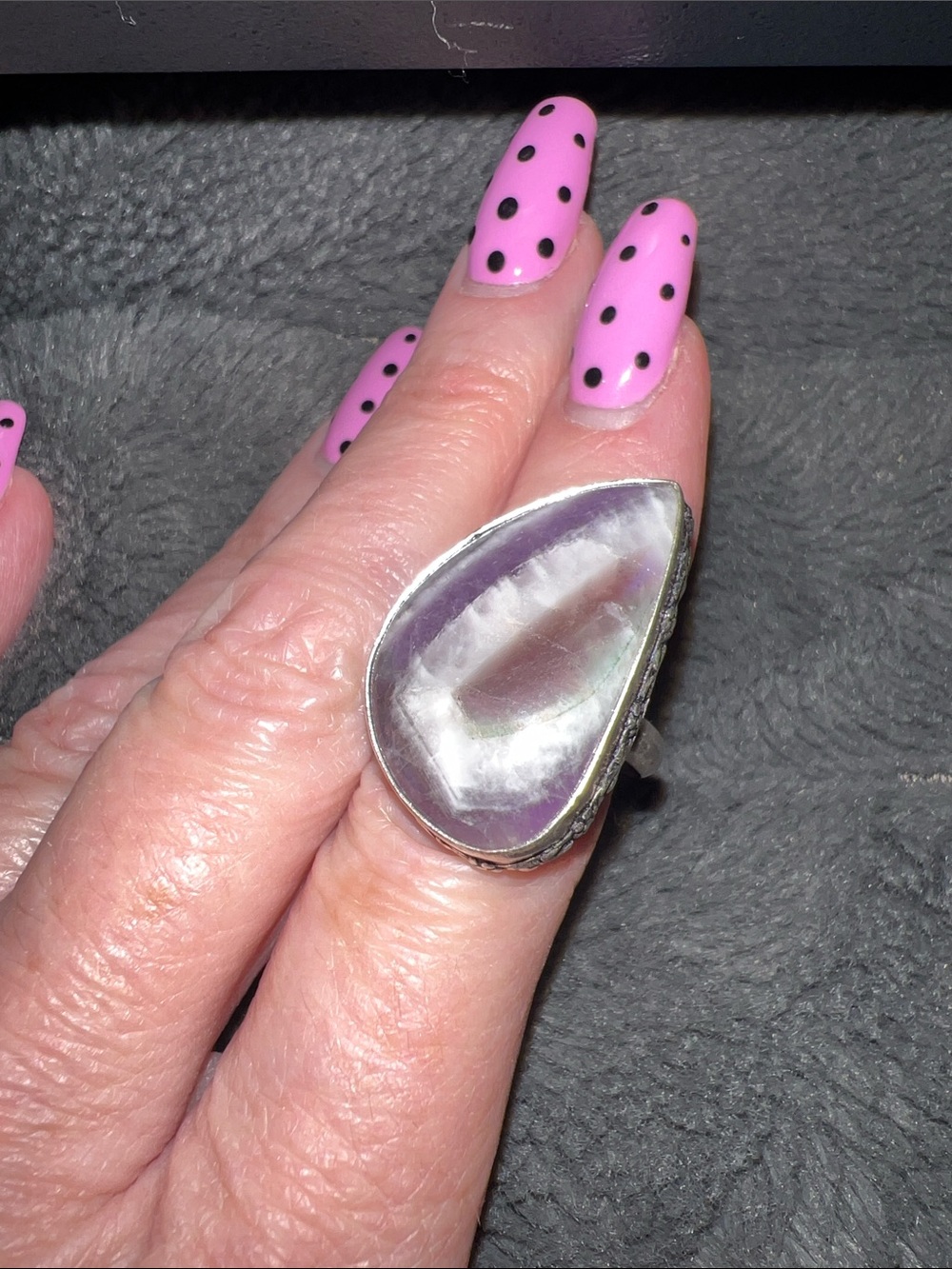 Irregular Teardrop chevron amethyst Statement Ring in Purple